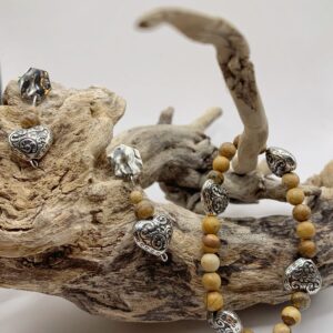 boucles d'oreilles + bracelet en pierre de jaspe